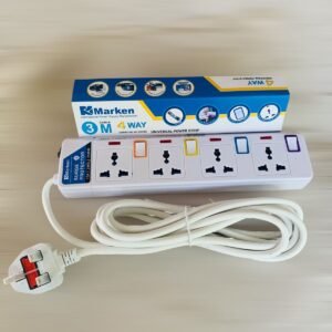 Marken 4 Way Universal Power Extention Cord with Surge Protection – 3 Meter Cable