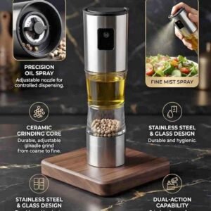 2 in 1 Oil Bottle and Pepper Grinder
